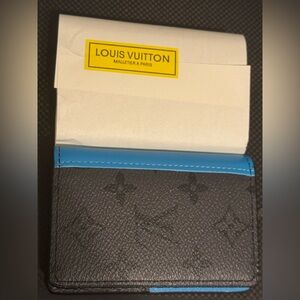 Louis Vuitton Monogram Eclipse Card Holder with Blue Accent
